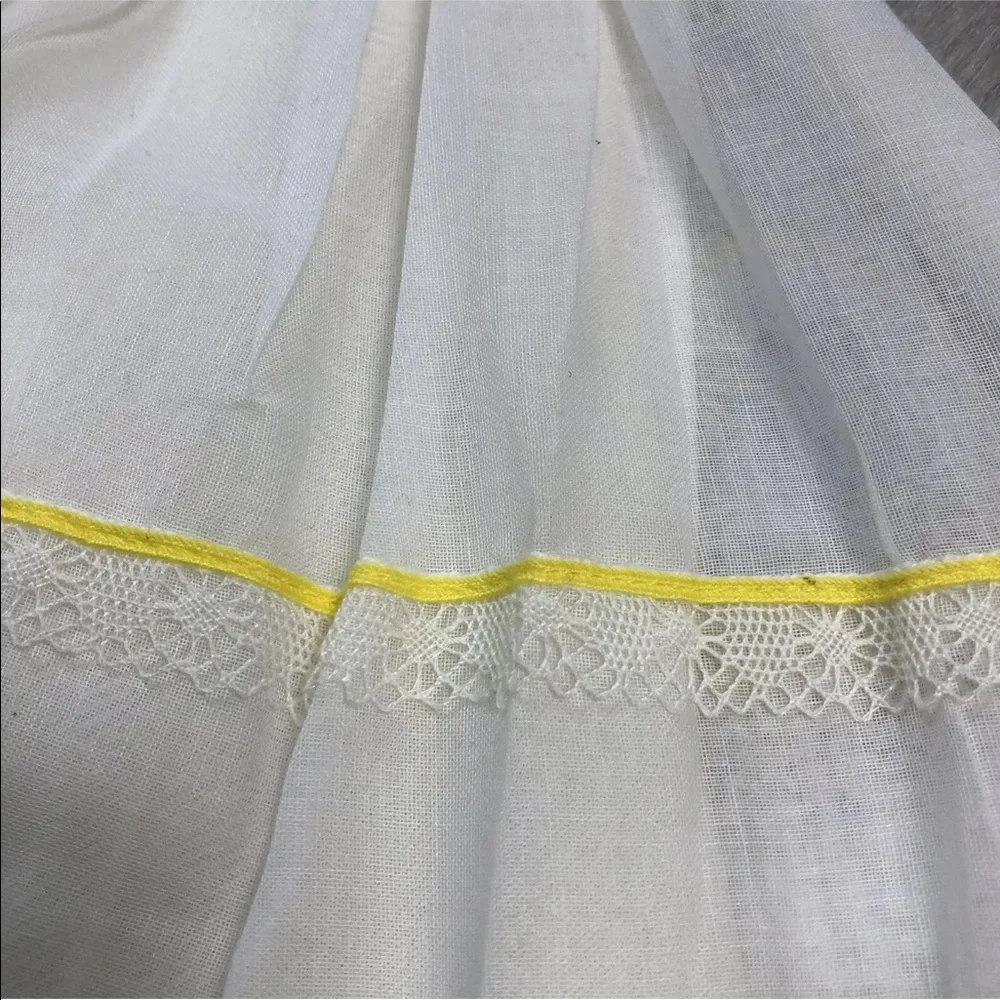 Ruth Of Carolina Vintage Girls White Yellow Black Striped Floral Dress